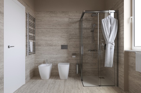 Bagno in stile contemporaneo di 5 di OZ Interiors