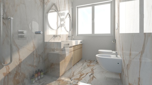 Bagno in stile contemporaneo di 8 di La Pietra Studio di Architettura