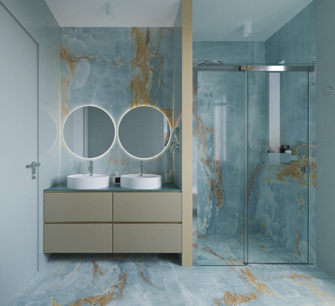 Bagno in stile contemporaneo di 6 di OZ Interiors