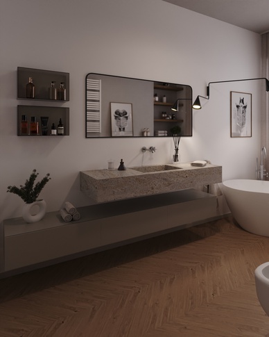 Bagno in stile moderno di 9 di Doppionodo Interior