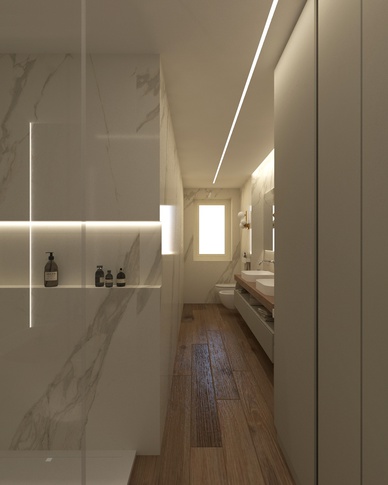 Bagno in stile contemporaneo di 12 di Francesca Boglio Architetto