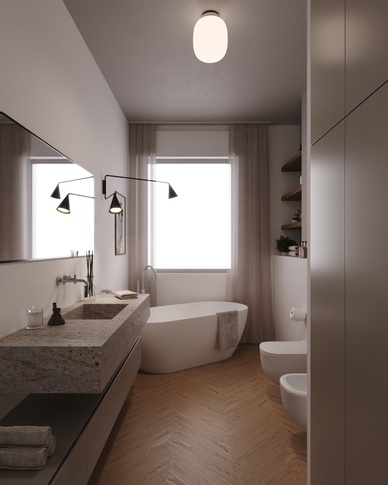 Bagno in stile moderno di 9 di Doppionodo Interior