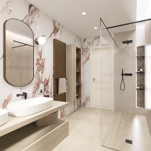 Bagno in stile contemporaneo di 5 di Alessandra Avagnano Architetto