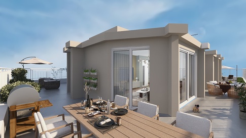 Terrazza in stile contemporaneo di 125 di Arar Studio di Arar Muna Isabella