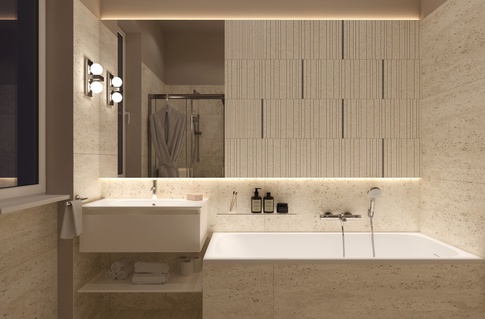 Bagno in stile contemporaneo di 5 di OZ Interiors