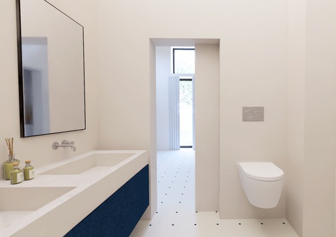 Bagno in stile mediterraneo di 7 di Habitus Architettura