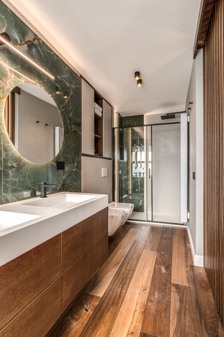 Bagno in stile contemporaneo di 6 di MOB Architects