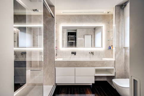 Bagno in stile contemporaneo di 8 di MOB Architects