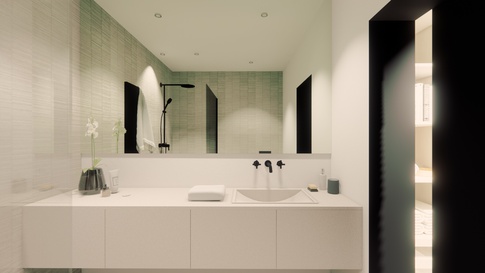 Bagno in stile minimal di 15 di Giulia Goldoni Architetto