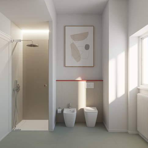 Bagno in stile contemporaneo di 15 di mdp + Riga72 Architetti