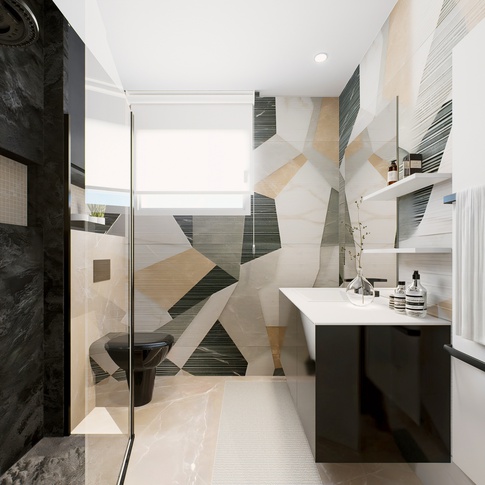 Bagno di Servizio in stile contemporaneo di 5 di Tania Radici Interior Designer