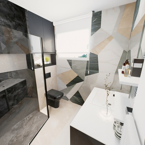 Bagno di Servizio in stile contemporaneo di 5 di Tania Radici Interior Designer